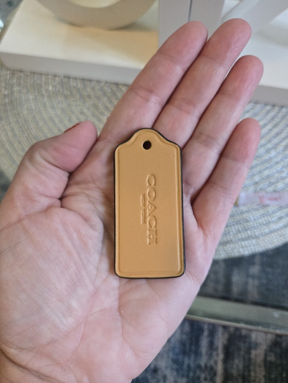 Coach Leather Hangtag Tag Charm Replacement Mustard Yellow Gold Ochre 2.5"